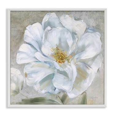 Imagem de Stupell Industries Close Up White Bloom Emoldurado Giclee Wall Art Design por Sally Swatland, Moldura Branca, 17 x 17