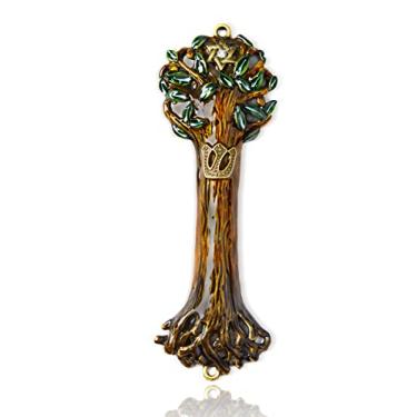 Imagem de MEZUZAH Tree of Life Case - Mezuzah Cover for Scroll, Crafted with David Star | Modern Design, Hand-Enameled to A for Home Décor | Indoor or Outdoors (L 5.5", Multi | Brown | Green)