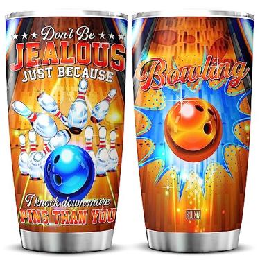 Imagem de KOIXA Copo de café de boliche, presentes de aniversário para homens, mulheres, adolescentes, meninas, meninos, adultos, crianças, caneca de viagem com tampa, copo isolado Oz copos de aço frio a granel