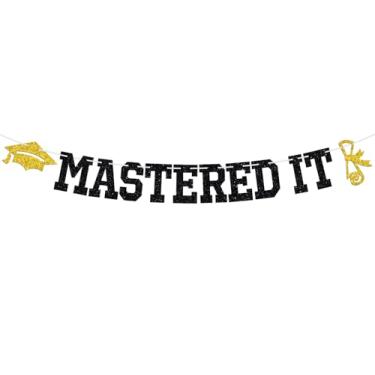 Imagem de Banner Mastered It, Happy Master's Degree, Phd/MBA/MSW Graduate, 2025 Master Degree Survivor Graduation Party Decoration Supplies