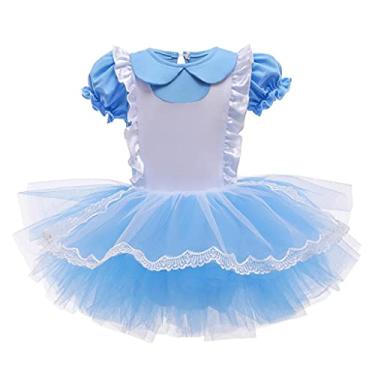 Imagem de Dressy Daisy Fantasia de balé de princesa para dançar, vestido de tutu para meninas, traje de bailarina, avental branco, saia de tule tamanho 3 a 4 anos, azul
