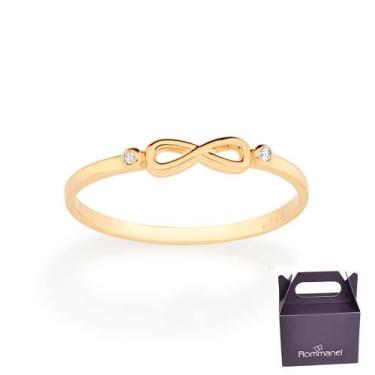 Imagem de Anel Rommanel Fino Skinny Infinito 2 Zircônias 513063 310021, 24, Dour