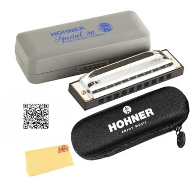 Imagem de Hohner 560 Special 20 Harmonica Bundle with Carrying Case, Pouch, Instructional Book, and Austin Bazaar Polishing Cloth - Key of F Sharp