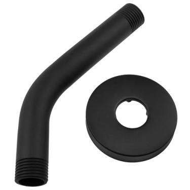 Imagem de zutisay Tubo de extensão de chuveiro braço de chuveiro com flange conversor de chuveiro para chuveiro ou chuveiro de mão (diâmetro preto 15 mm abertura 20 mm) 1 conjunto