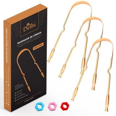 Imagem de Kit 3 Raspador Limpador De Língua De Cobre  Delhi Ayurveda