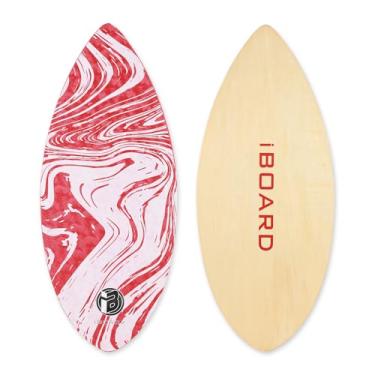 Imagem de iBoard iboard skimboard skipper de 36” com revestimento de alto brilho pranchas de madeira para iniciantes, adolescentes e adultos skimboard de praia almofada de tração de 3 cores para escol