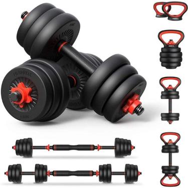 Imagem de Kit Halteres 6 Em 1 Peso Musculação Até 40kg Ajustável Preto
