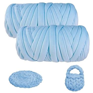 Imagem de Fio grosso para tricô de braço, fio de lã macio guofa de 2 kg para travesseiro, bolsa de tricô manual, cama de gato e decorações de casa DIY