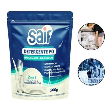 Imagem de Detergente em Pó Máquina de Lavar Louças Sabão 500g Secante Abrilhanta