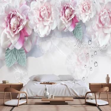 Imagem de Lcythiazole Murais de papel de parede floral de tamanho personalizado - mural de papel de parede de flor, personalizável, autoadesivo removível e adesivo, para banheiro