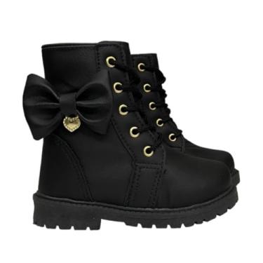 Imagem de Bota Tratorada Preto Laço Infantil Feminina 20 a 34 (Preto, BR, Criança de 1 a 3 anos, Numérico, M, 22)
