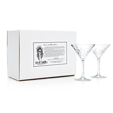 Imagem de HISTORY COMPANY New York Party of the Century Classic Martini Glass Conjunto de 2 peças inspirado na bola preta e branca de 1966 (coleção caixa de presente)