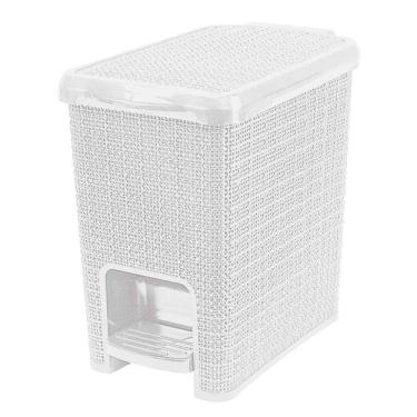 Imagem de Lixeira 6 Litros Retangular Juta Branca Com Pedal Nitron