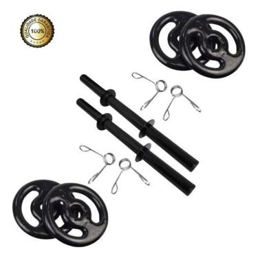 Imagem de Barra 40 cm Musculação c/ 16 kg Anilhas