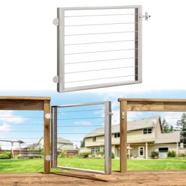 Imagem de Deck Man Portão De Corrimão De Cabo Para Sistema De Corrimão De Cabo De Madeira/Metal Portão De Cerca De Aço Inoxidável (Mão Direita No Balanço, Prateado)