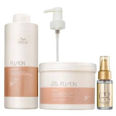 Imagem de Kit Wella Professionals Fusion Shampoo 1 Litro e Máscara 500gr + Oil R