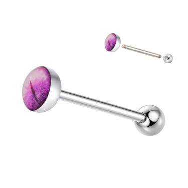 Imagem de Anel de língua de pintura com tinta para homens e mulheres, joia com barra perfurada de aço inoxidável, Standard, Aço inoxidável Resina, Sem Pedra Preciosa