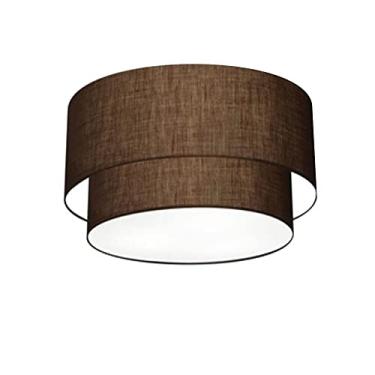 Imagem de Plafon Duplo Cilíndrico Cúpula Tecido 25/40x35, Vivare Iluminação, Plafon3045 LCLC, Café, Médio