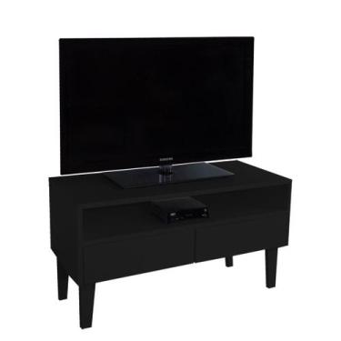 Imagem de Rack para TV Bancada Com Nicho e Gaveta Preto Laca - Formalivre