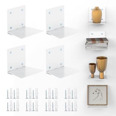 Imagem de Eapele Estante flutuante invisível, estante suspensa resistente, estante oculta montada na parede de aço com ferragens de montagem, 4 peças, branca