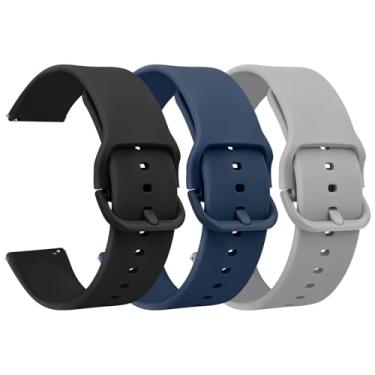 Imagem de Pacote com 3 pulseiras para Amazfit Bip 5/Bip 6, para Amazfit GTR 4 / GTR 3 Pro/GTR 3 / GTR 2 / GTR 47 mm, pulseiras de substituição esportivas de silicone macio de 22 mm para mulheres e homens (preto