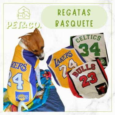 Imagem de Roupa para Cachorro Regata Basquete Lakers Bulls Celtics Tamanho P M G