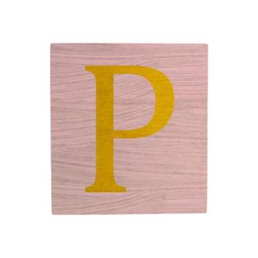 Imagem de Cubo Rosa Bebê Letra Amarela Festa Chá de Bebê Decoração 8x8x8 Cm Mdf 