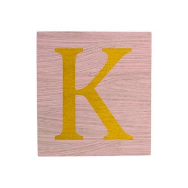 Imagem de Cubo Rosa Bebê Letra Amarela Festa Chá de Bebê Decoração 8x8x8 Cm Mdf 