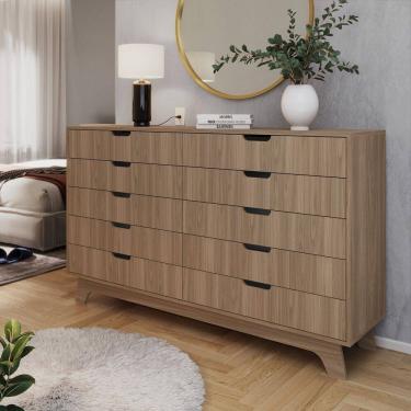 Imagem de Cômoda Alice 10 Gavetas em 100% Mdf Louro Freijó Grann