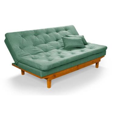 Imagem de Sofá Cama Caribe em Linho Base Madeira Essencial Estofados,  Verde