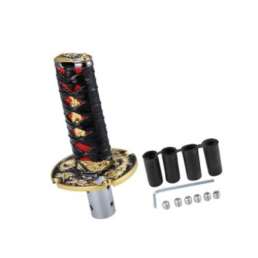 Imagem de REPAIROCK Alavanca de câmbio estilo espada samurai de 10 cm, botão de câmbio Katana, padrão trançado clássico para manual automático em MT Shifter, preto, vermelho, peças de reposição para automóveis