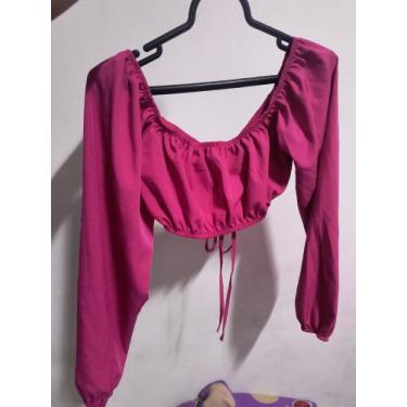 Imagem de Cropped feminino Com  Elastico Moda Gringa Manga Longa - DIBYFL, Rosa