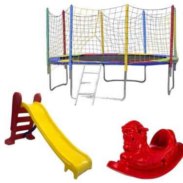 Imagem de Pula Pula Elástica 3,05m Premium Escorregador Médio Gangorra - Rotopla