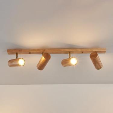 Imagem de Kit de iluminação de trilho de LED moderno com 4 luzes, luminárias de parede ou teto embutidas em madeira, luminária de teto com holofote ajustável para cozinha, armário, sala de estar, quar