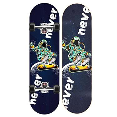 Imagem de Skate profissional completo de 78,7 cm para meninas e meninos, 7 camadas de bordo natural duplo chute côncavo para crianças, adolescentes, adultos, iniciantes, homens e mulheres