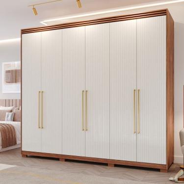 Imagem de Guarda-Roupa Casal 6 Portas com Espelho Interno Giratório 235cm 100% MDF Turim Espresso Móveis