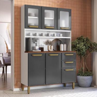 Imagem de Cozinha Compacta de Aço 6 Portas 3 Vid 2 Gav Bella Bertolini, Grafite/