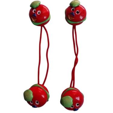 Imagem de 2 Pares Maria chiquinha Xuxa de cabelo Infantil Hamburger Fashion vermelho