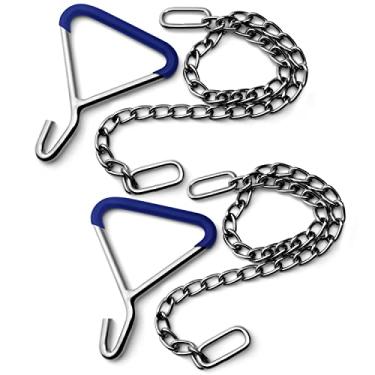Imagem de DEXSUR Durable OB Handle Apparatus with 2 Handle Puller Hooks and 2 Chains - Stainless Steel for Cow, Goat, and Cattle Delivery Instruments on Dairy Farms, 60 Inch