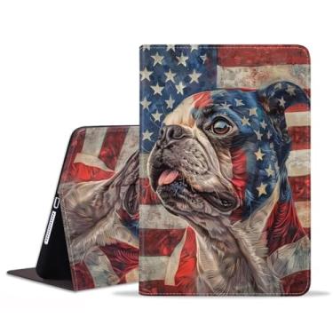 Imagem de BXIKEOPIU Capa para Samsung Galaxy Tab S9 FE 5G 10,9 polegadas/Galaxy Tab S9 11 polegadas 2023, capa fólio fina de couro PU com suporte para despertar automático, bandeira americana Pug
