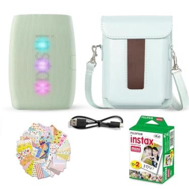 Imagem de Fujifilm Impressora para smartphone Instax Mini Link 3 verde sálvia + pacote econômico de filme Fuji (20 folhas) + pacote de acessórios para obturador, incluindo capa protetora, 20 molduras adesivas,