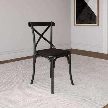 Imagem de Cadeira Katrina Premium Aço Preto Assento Corano Preto