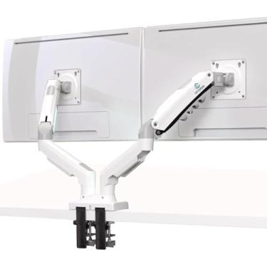 Imagem de Suporte Duplo On-f180 P/ 2 Monitor Tv Mesa Articulado A Gás Pistão Cor Branco