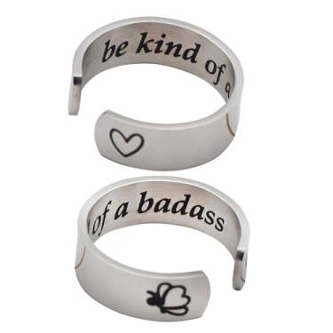 Imagem de CHENVA Conjunto de anéis de amizade de aço inoxidável ajustáveis para presente para melhor amiga, irmã e melhor amiga, Aço inoxidável, Sem pedra preciosa