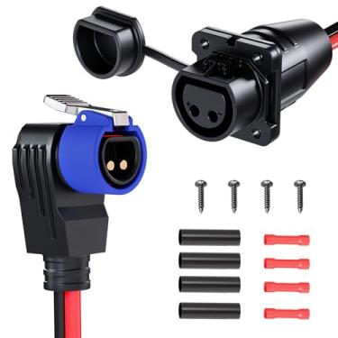 Imagem de QierGub Plugue Para Motor Elétrico De Pesca, Plugue Para Motor Elétrico De Pesca De 60 A E Tomada Compatível Com Minn Kota, Fio 8 Awg, 2 Pinos, 12 V/24 V/36 V/48 V, Conector Macho E Fêmea À Prova D'