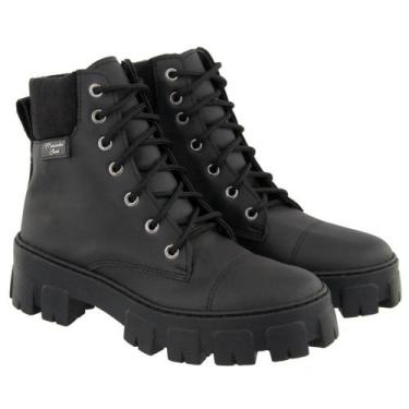 Imagem de Botas Moda Femininas Coturno Feminino Luxo Cano Medio Salto Baixo Trat