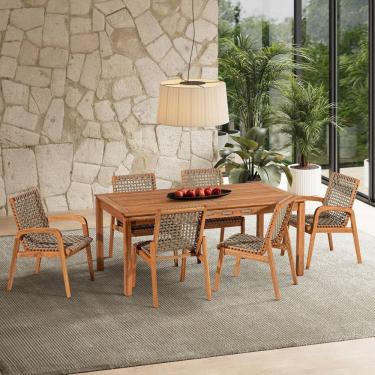 Imagem de Conjunto 2 Cadeiras em Madeira Linha Traço Corda Stain Jatobá/Rami