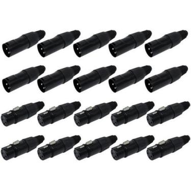 Imagem de Kit 20 Conector Xlr Canon Macho E Femea Preto Q-14Bk - CSR
