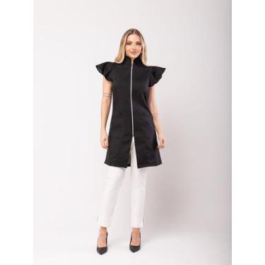 Imagem de Jaleco Feminino Zíper Acinturado Manga Curta Em Oxford Mag - Supply Pr