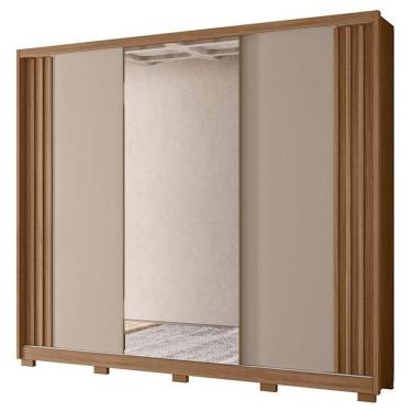 Imagem de Guarda Roupa Casal Arizona 3 Portas Carvalho Fendi Com Espelho - Moval